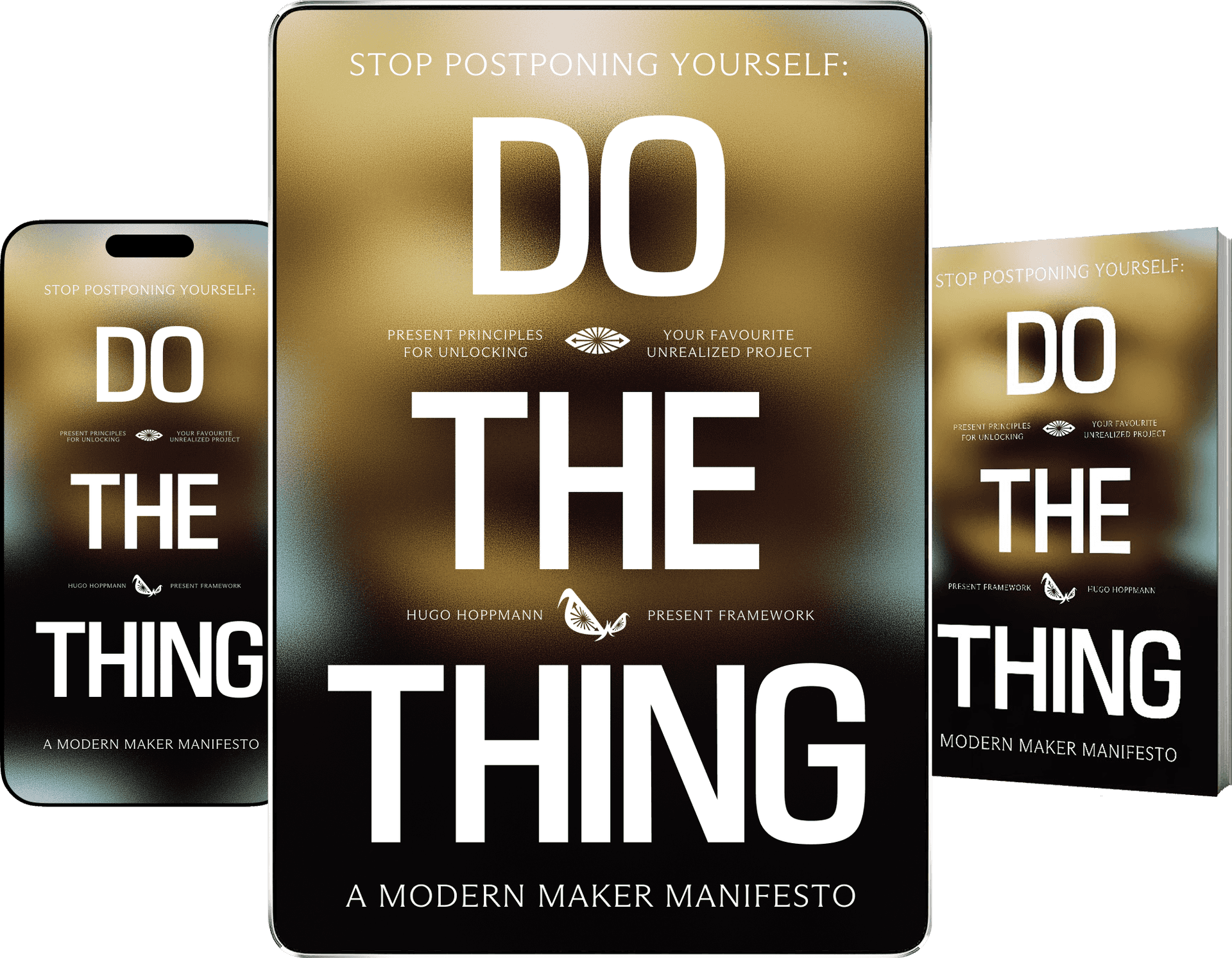 Do The Thing on a tablet, a phone and as a printed book
